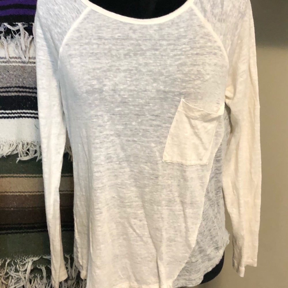 Madewell gray and white long sleeve Henley Top